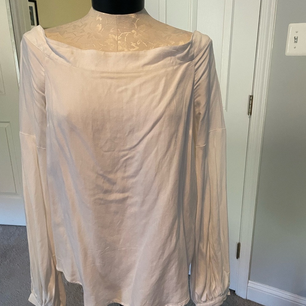 Anthropologie Floreat White Off-Shoulder Long Sleeve Blouse - Picture 5 of 5